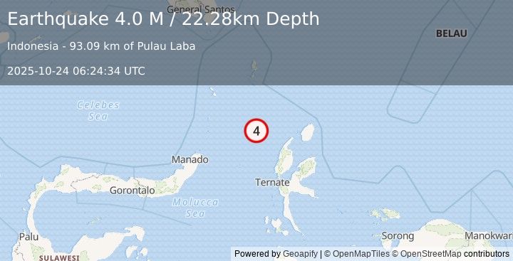 Earthquake Northern Molucca Sea (4.1 M) (2025-10-24 06:24:33 UTC)