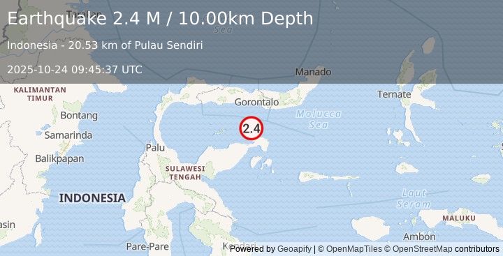 Earthquake Minahassa Peninsula, Sulawesi (2.4 M) (2025-10-24 09:45:37 UTC)