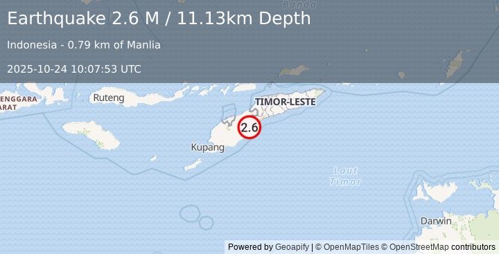 Earthquake Timor Region (2.6 M) (2025-10-24 10:07:53 UTC)