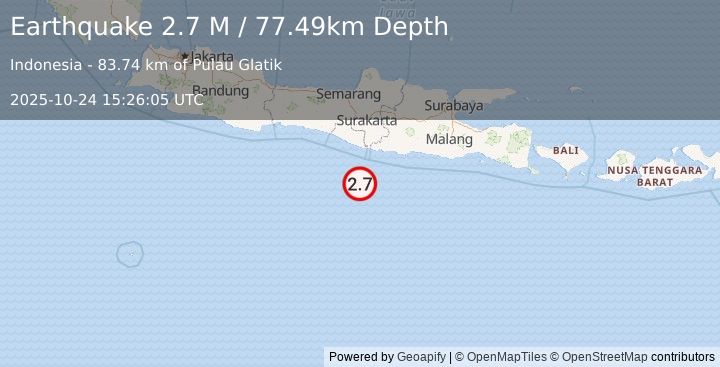 Earthquake Java, Indonesia (2.7 M) (2025-10-24 15:26:05 UTC)
