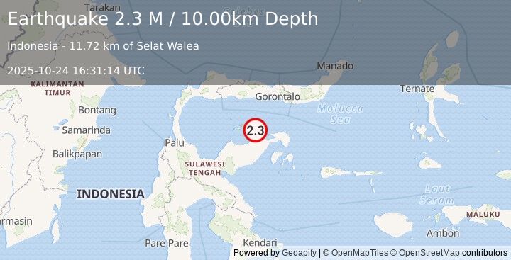 Earthquake Minahassa Peninsula, Sulawesi (2.3 M) (2025-10-24 16:31:14 UTC)