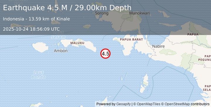 Earthquake West Papua Region, Indonesia (4.5 M) (2025-10-24 18:56:09 UTC)
