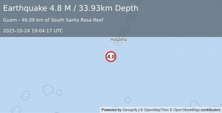 Earthquake South of Mariana Islands (4.8 M) (2025-10-24 19:04:17 UTC)