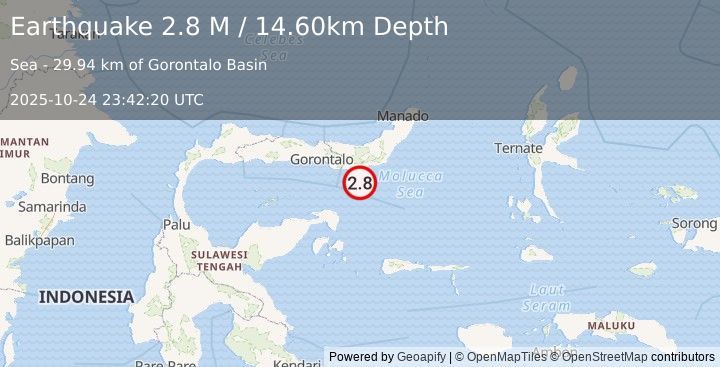 Earthquake Minahassa Peninsula, Sulawesi (2.8 M) (2025-10-24 23:42:20 UTC)