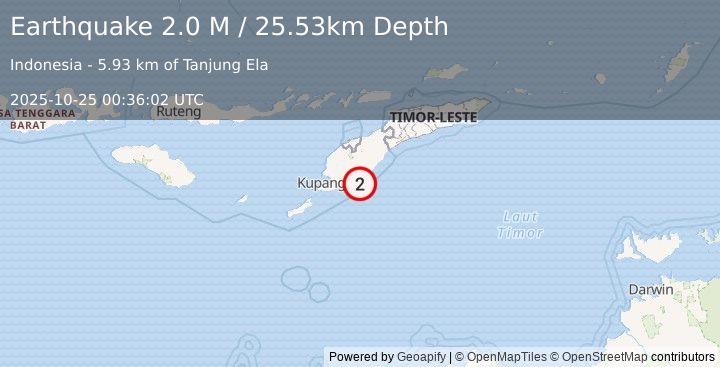 Earthquake Timor Region (2.0 M) (2025-10-25 00:36:02 UTC)