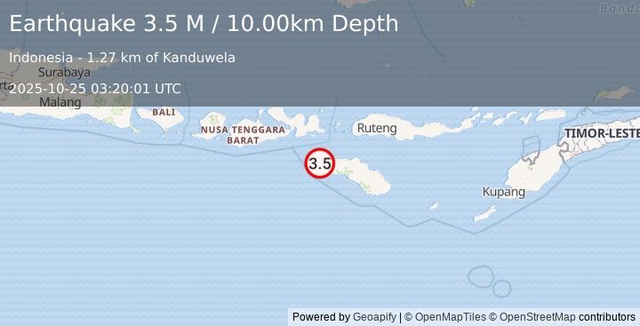 Earthquake Sumba Region, Indonesia (3.5 M) (2025-10-25 03:20:01 UTC)