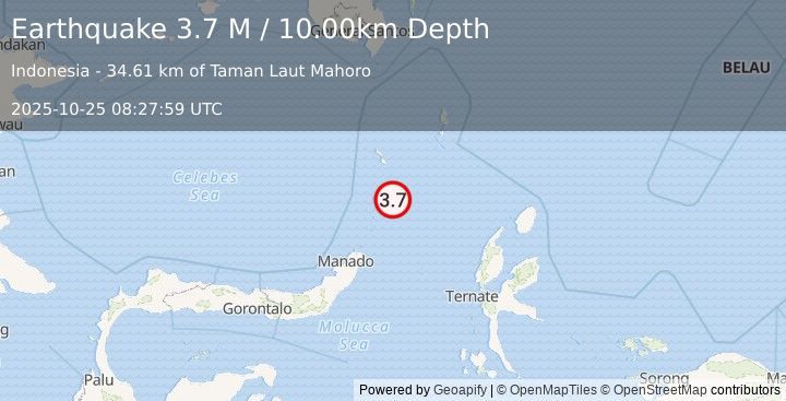 Earthquake Talaud Islands, Indonesia (3.7 M) (2025-10-25 08:27:59 UTC)