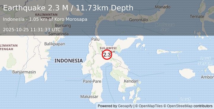 Earthquake Sulawesi, Indonesia (2.3 M) (2025-10-25 11:31:33 UTC)