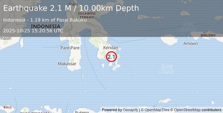 Earthquake Sulawesi, Indonesia (2.1 M) (2025-10-25 15:20:56 UTC)