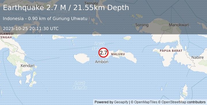 Earthquake Ceram Sea (2.7 M) (2025-10-25 20:11:30 UTC)