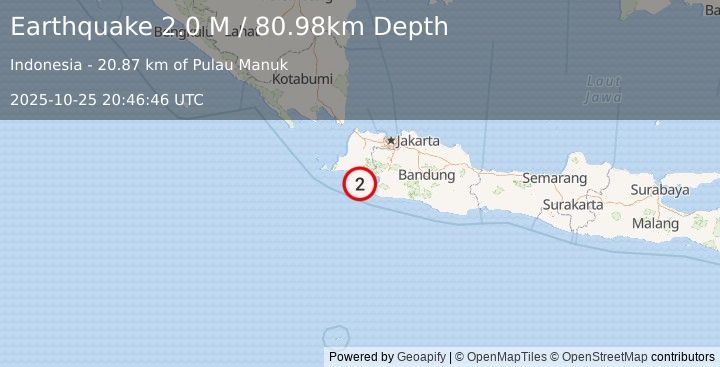 Earthquake Java, Indonesia (2.0 M) (2025-10-25 20:46:46 UTC)