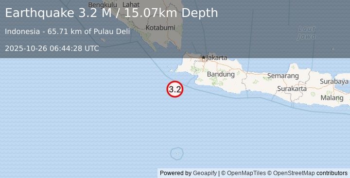 Earthquake Java, Indonesia (3.2 M) (2025-10-26 06:44:28 UTC)