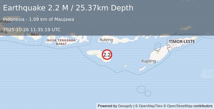 Earthquake Sumba Region, Indonesia (2.2 M) (2025-10-26 11:35:19 UTC)