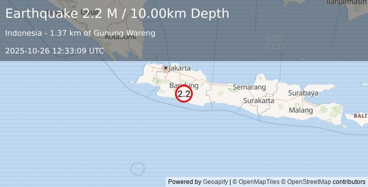 Earthquake Java, Indonesia (2.2 M) (2025-10-26 12:33:09 UTC)