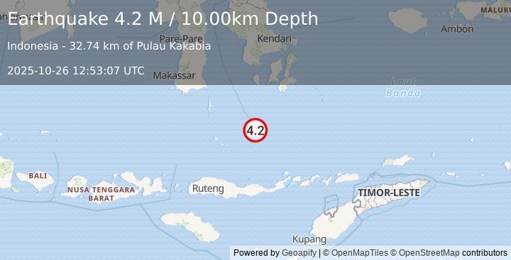 Earthquake Flores Sea (4.2 M) (2025-10-26 12:53:07 UTC)