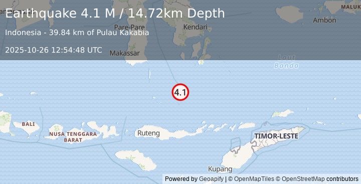 Earthquake Flores Sea (4.1 M) (2025-10-26 12:54:48 UTC)