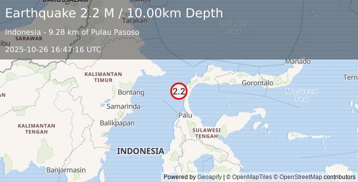 Earthquake Minahassa Peninsula, Sulawesi (2.2 M) (2025-10-26 16:47:16 UTC)