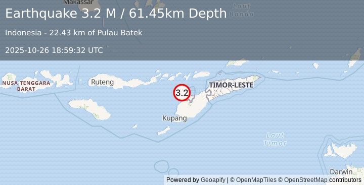Earthquake Timor Region (3.2 M) (2025-10-26 18:59:32 UTC)