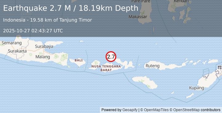 Earthquake Bali Sea (2.7 M) (2025-10-27 02:43:27 UTC)