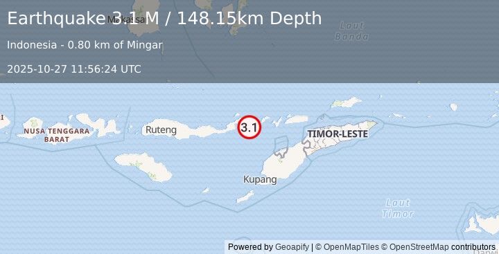 Earthquake Flores Region, Indonesia (3.1 M) (2025-10-27 11:56:24 UTC)
