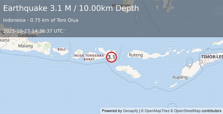 Earthquake Sumbawa Region, Indonesia (3.1 M) (2025-10-27 14:36:37 UTC)