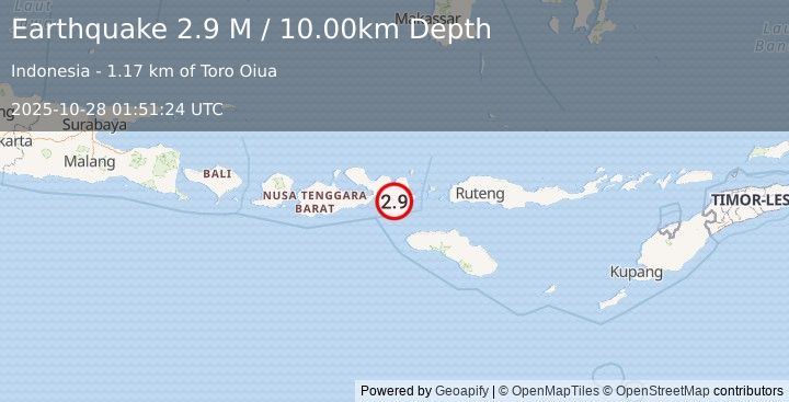 Earthquake Sumbawa Region, Indonesia (2.9 M) (2025-10-28 01:51:24 UTC)