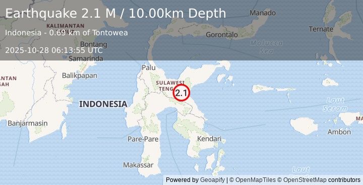 Earthquake Sulawesi, Indonesia (2.1 M) (2025-10-28 06:13:55 UTC)