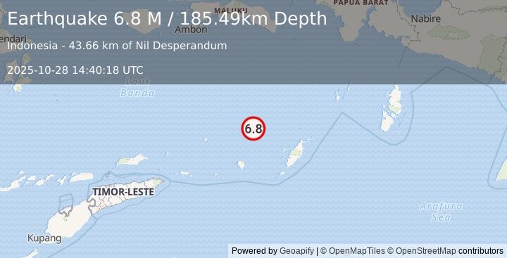 Earthquake Banda Sea (6.8 M) (2025-10-28 14:40:18 UTC)