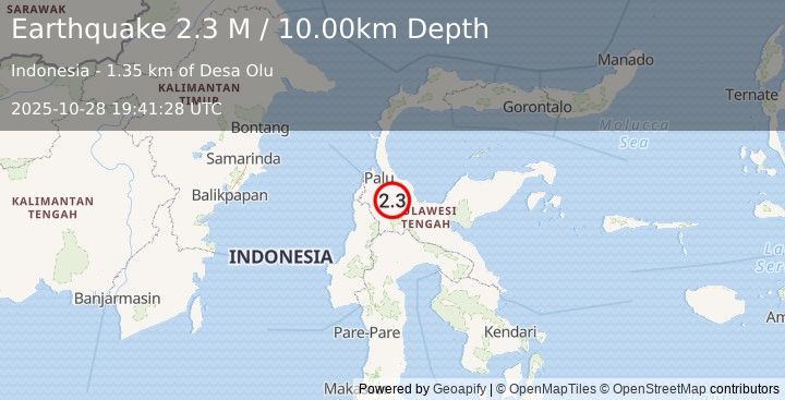 Earthquake Sulawesi, Indonesia (2.3 M) (2025-10-28 19:41:28 UTC)