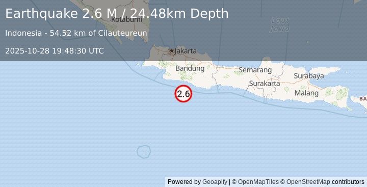 Earthquake Java, Indonesia (2.6 M) (2025-10-28 19:48:30 UTC)