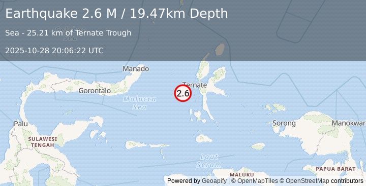 Earthquake Northern Molucca Sea (2.6 M) (2025-10-28 20:06:22 UTC)