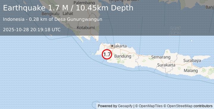 Earthquake Java, Indonesia (1.7 M) (2025-10-28 20:19:18 UTC)
