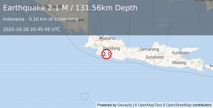 Earthquake Java, Indonesia (2.1 M) (2025-10-28 20:45:56 UTC)