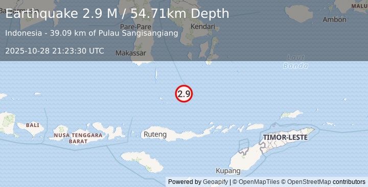 Earthquake Flores Sea (3.0 M) (2025-10-28 21:23:27 UTC)