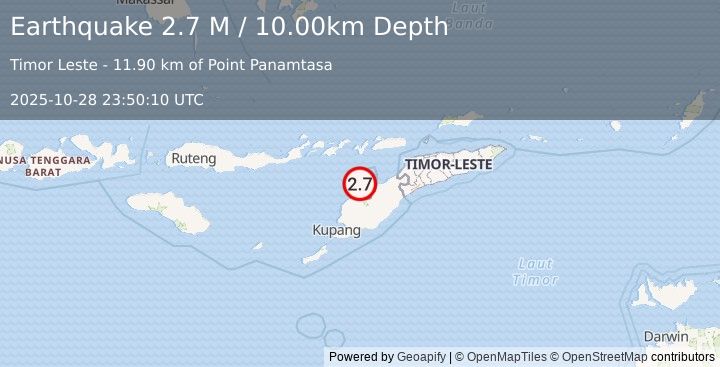 Earthquake Timor Region (2.7 M) (2025-10-28 23:50:10 UTC)