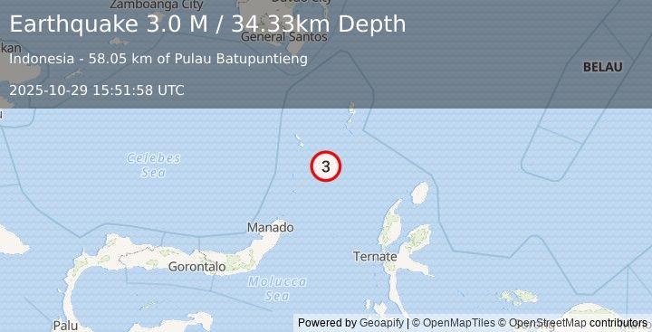 Earthquake Northern Molucca Sea (3.0 M) (2025-10-29 15:51:58 UTC)