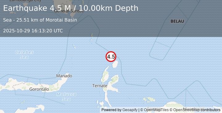 Earthquake Halmahera, Indonesia (4.4 M) (2025-10-29 16:13:21 UTC)