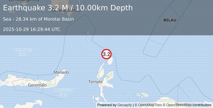 Earthquake Halmahera, Indonesia (3.2 M) (2025-10-29 16:29:44 UTC)
