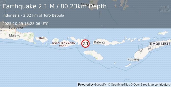 Earthquake Flores Region, Indonesia (2.1 M) (2025-10-29 18:28:06 UTC)