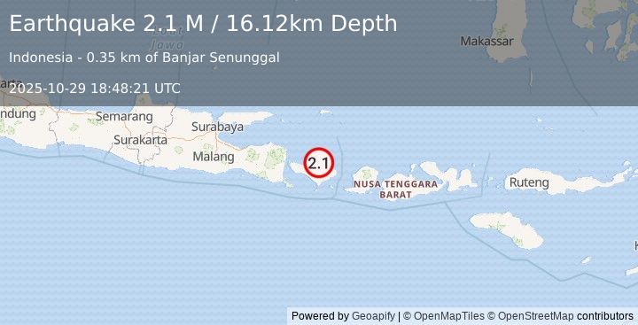 Earthquake Bali Region, Indonesia (1.9 M) (2025-10-29 18:48:22 UTC)