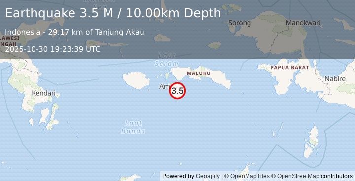 Earthquake Seram, Indonesia (3.5 M) (2025-10-30 19:23:39 UTC)