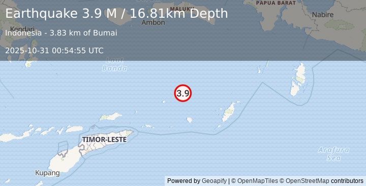 Earthquake Banda Sea (3.9 M) (2025-10-31 00:54:55 UTC)