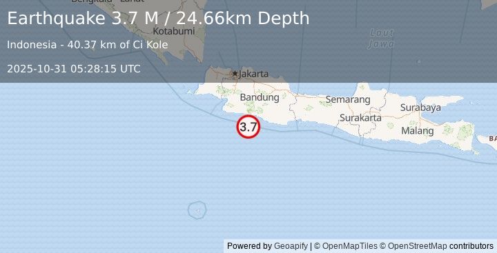 Earthquake Java, Indonesia (3.7 M) (2025-10-31 05:28:15 UTC)
