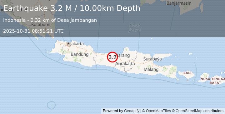 Earthquake Java, Indonesia (3.2 M) (2025-10-31 08:51:21 UTC)