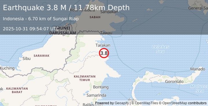 Earthquake Borneo (3.8 M) (2025-10-31 09:54:07 UTC)