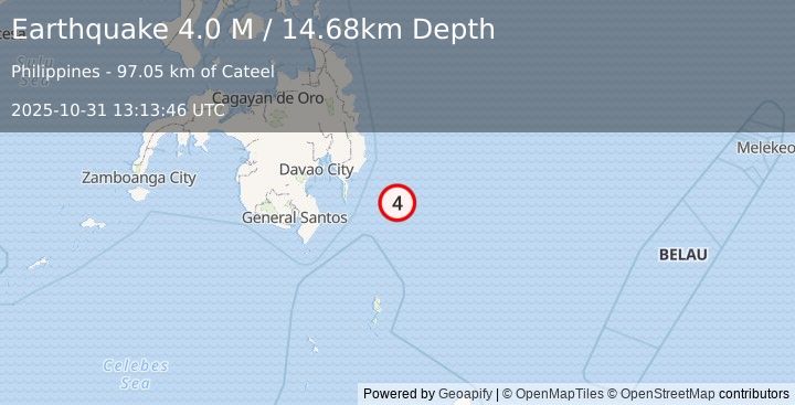Earthquake Philippine Islands Region (4.0 M) (2025-10-31 13:13:46 UTC)