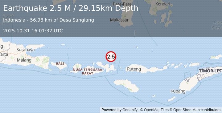 Earthquake Flores Sea (2.5 M) (2025-10-31 16:01:32 UTC)