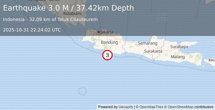 Earthquake Java, Indonesia (3.0 M) (2025-10-31 22:24:02 UTC)