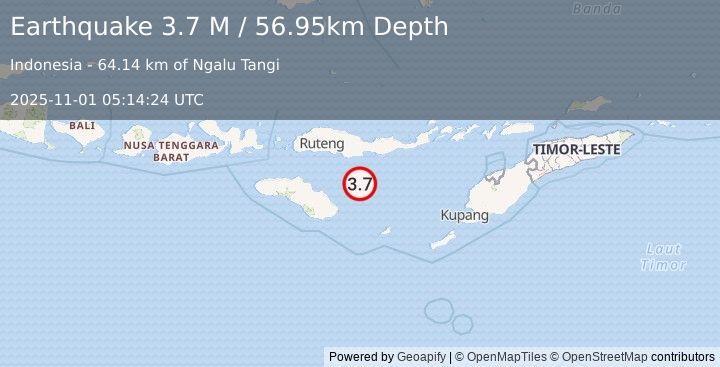Earthquake Savu Sea (3.7 M) (2025-11-01 05:14:24 UTC)