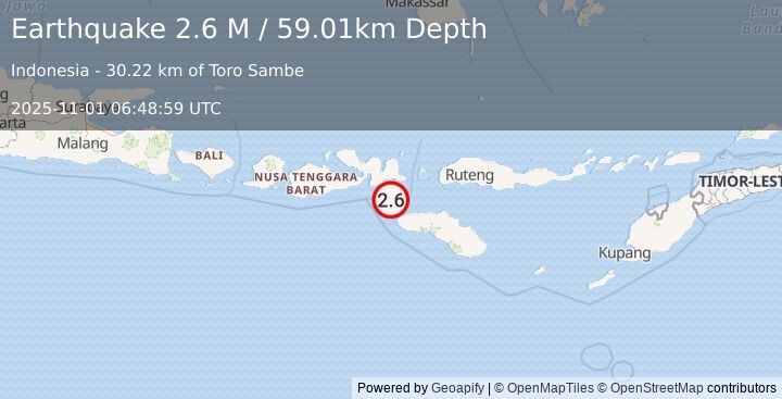 Earthquake Sumbawa Region, Indonesia (2.6 M) (2025-11-01 06:48:59 UTC)